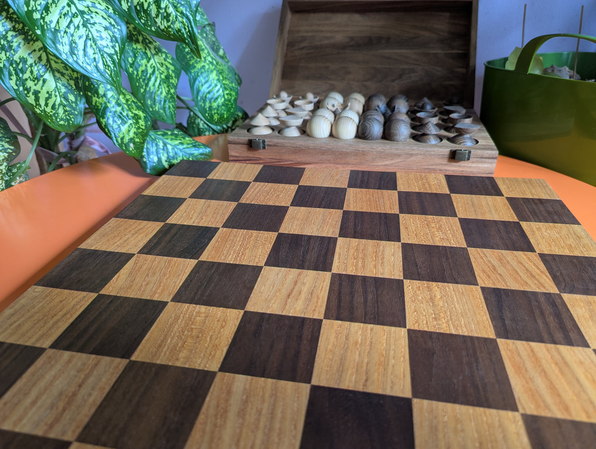 Modern minimalist chess set, 2022, Ukraine. Handmade wooden chess