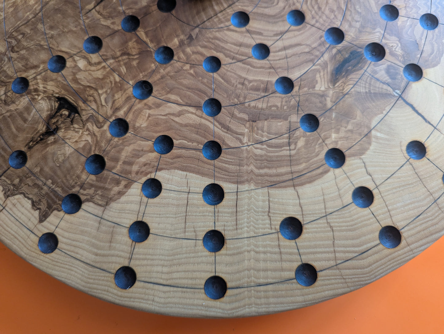 18.9" round solid Ash wood Fidchell board. Handmade