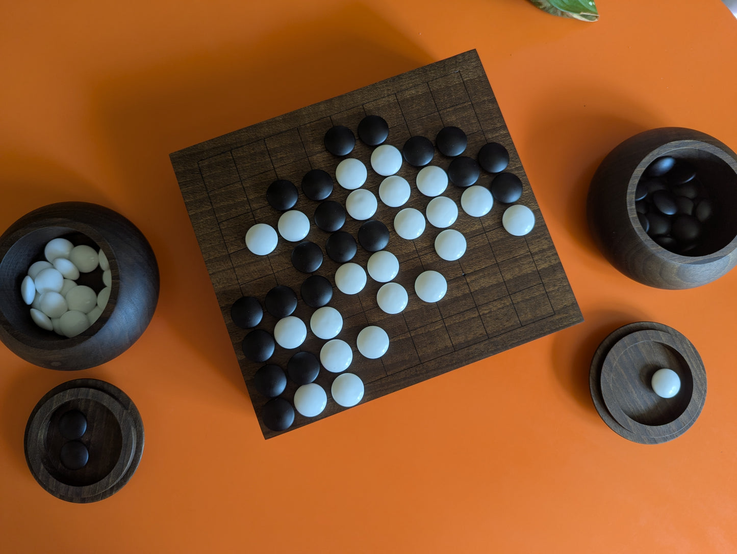 Solid walnut 9x9 Goban. Legless Hand carved game Go board