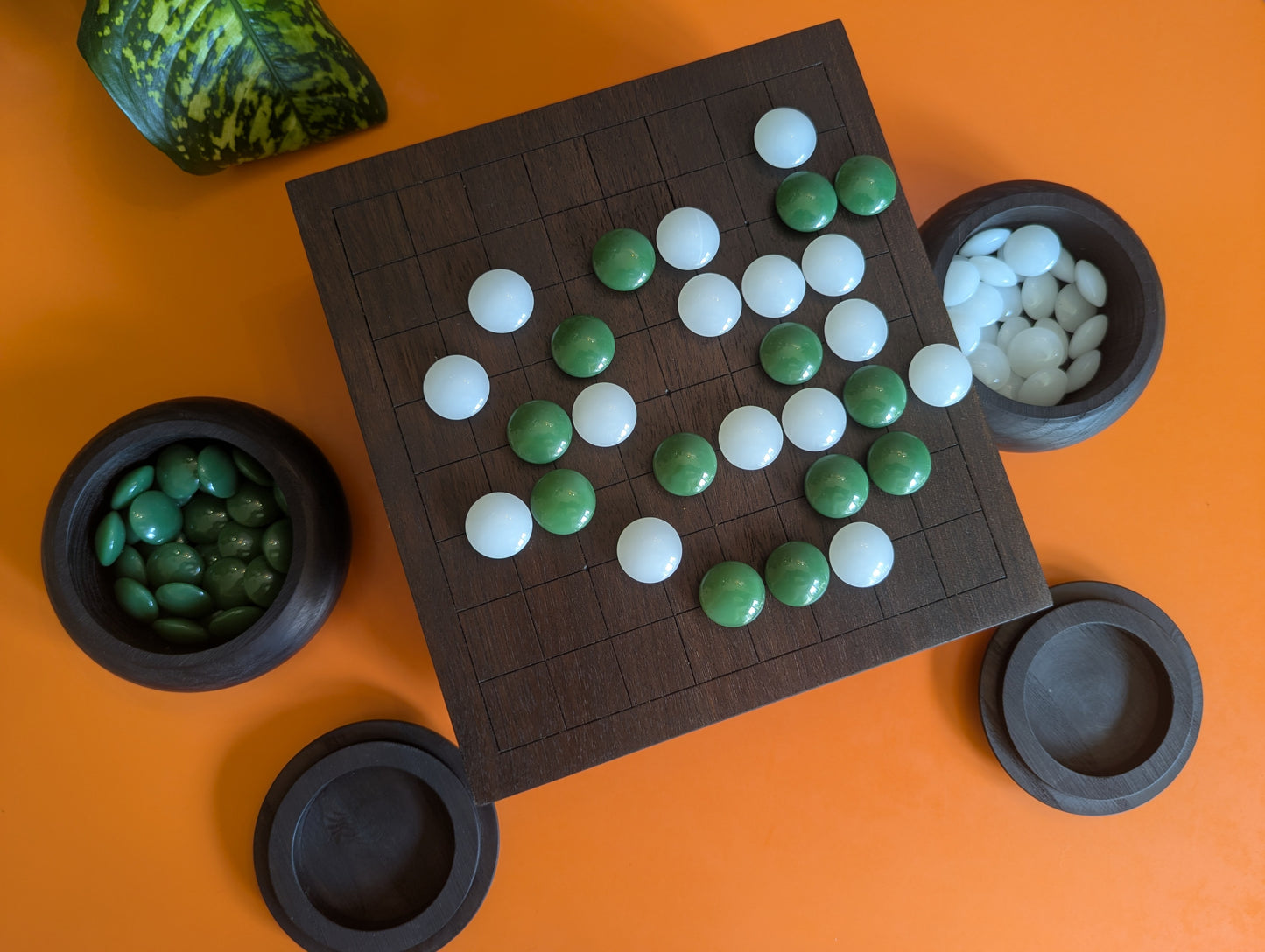 Black walnut 9x9 Goban. 3.4" hand carved game Go board