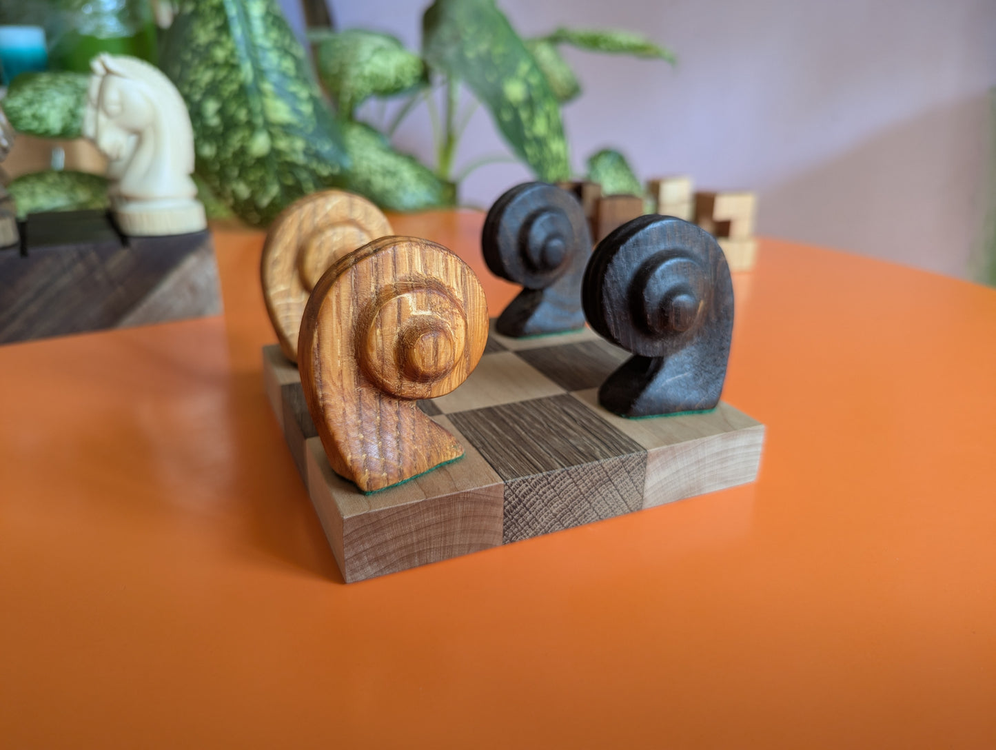 Guarini's chess puzzle. Handmade hardwood pieces.