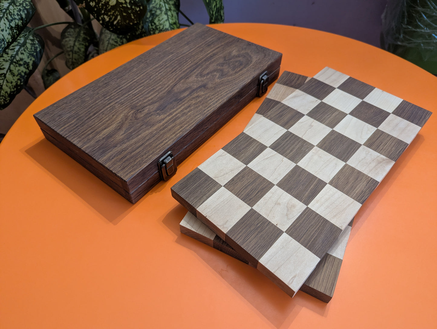 Early English Chess Set. Handmade. Walnut & Maple wood