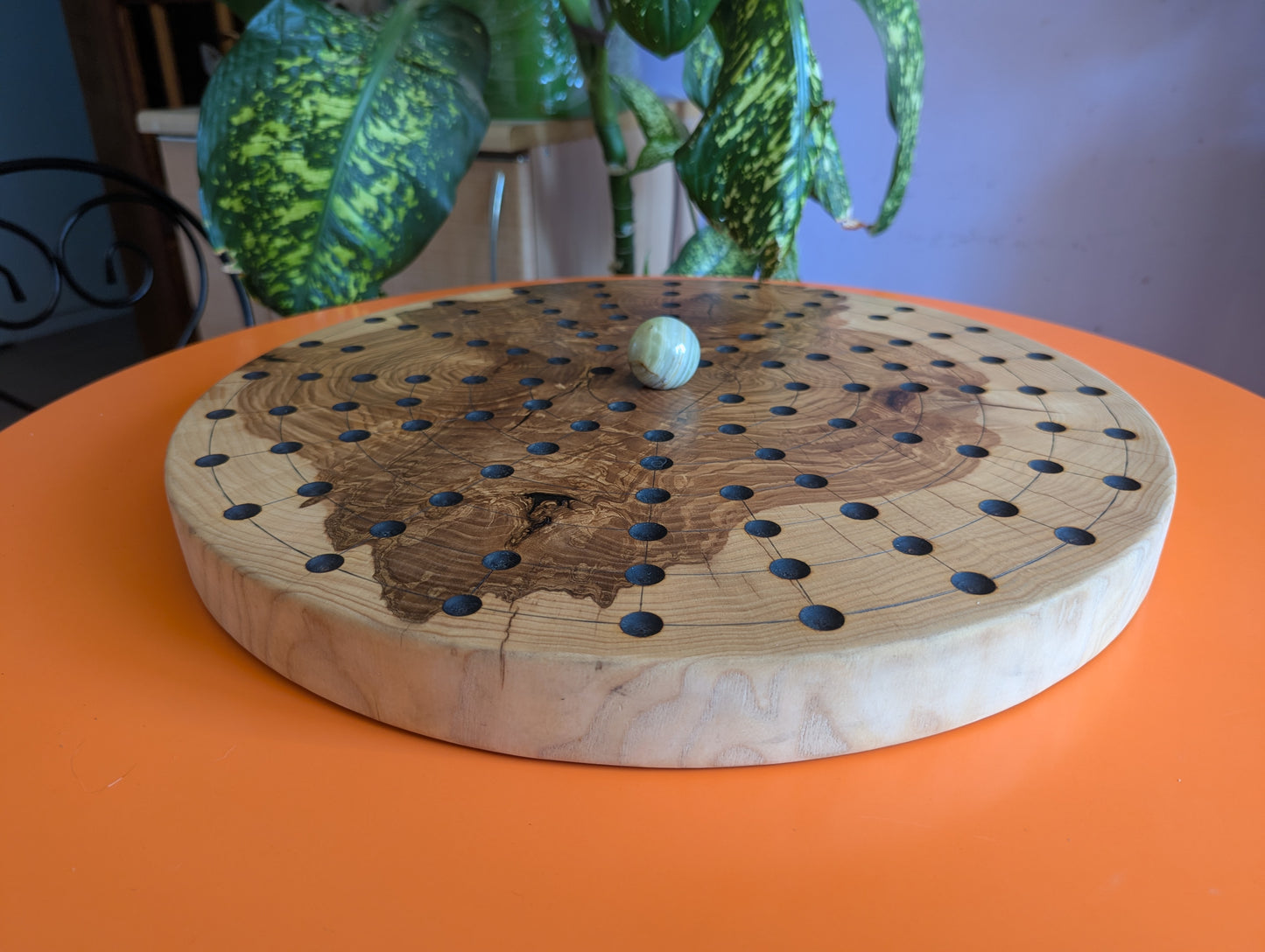 18.9" round solid Ash wood Fidchell board. Handmade