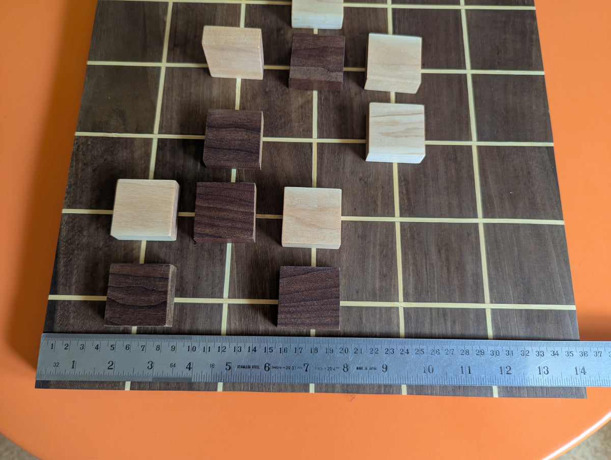 Foldable wooden Tak game set. 14" Walnut wood board