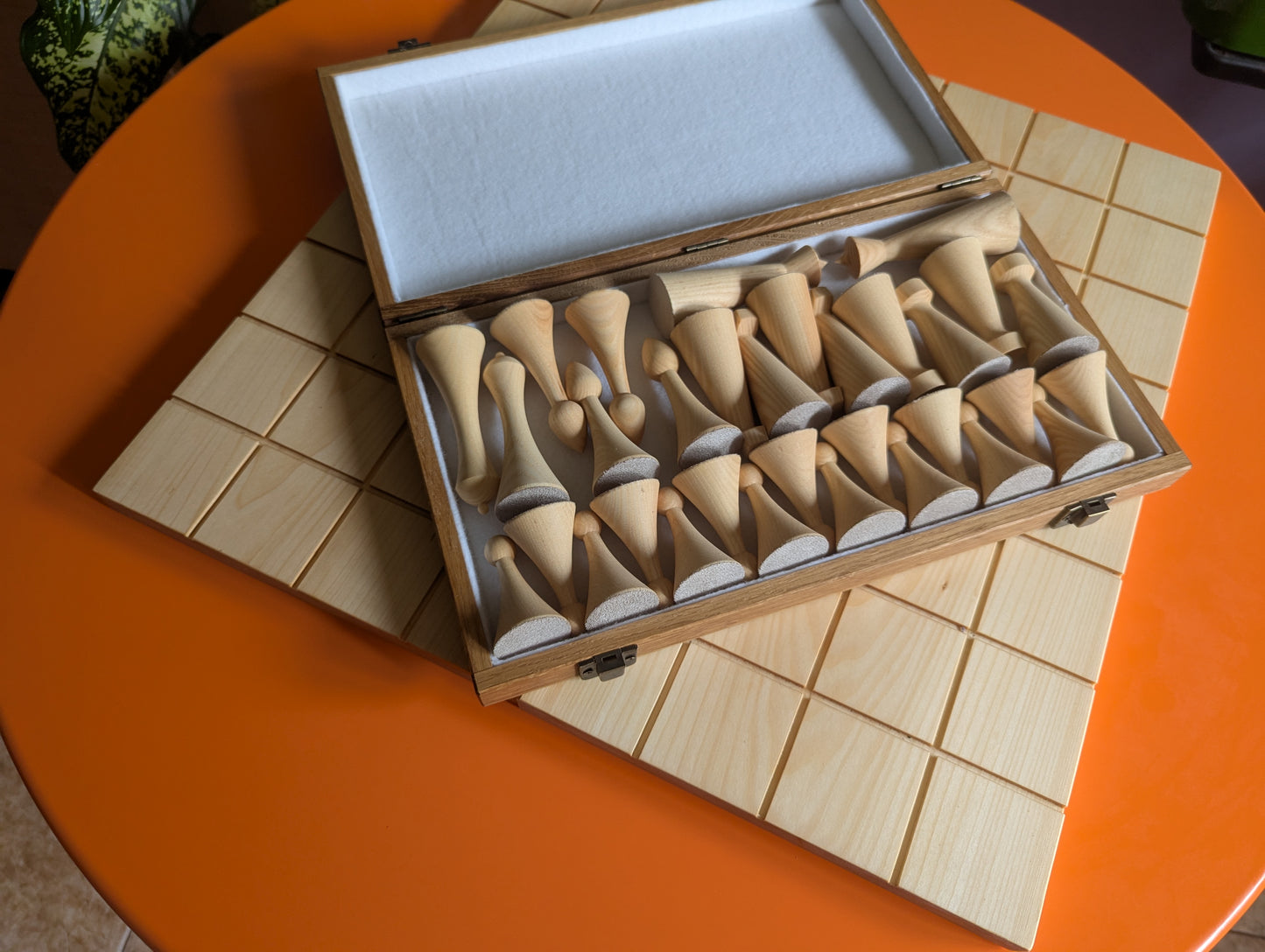 White Chess Set. Wooden chess set with 18.9" chessboard.