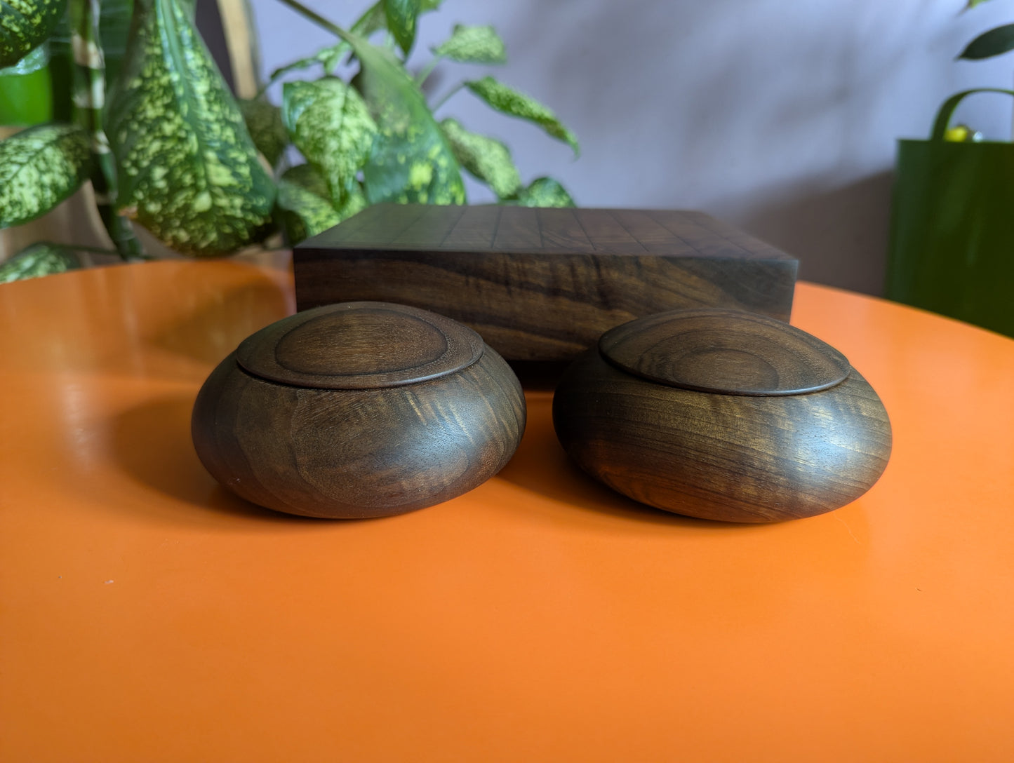 Solid walnut 9x9 Goban. Hand carved game Go board