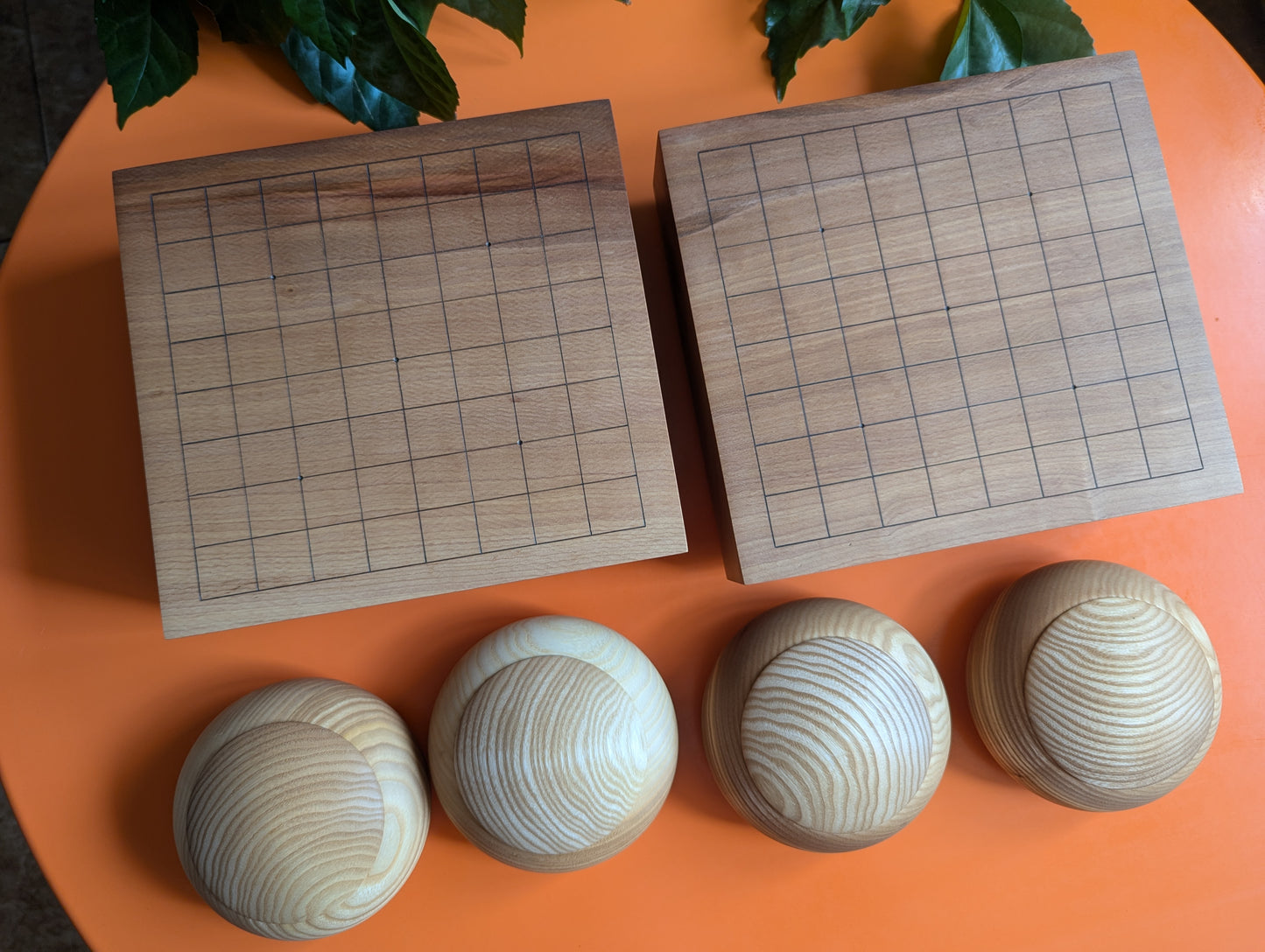 3.25" solid Pear wood 9x9 hand carved game Go board.