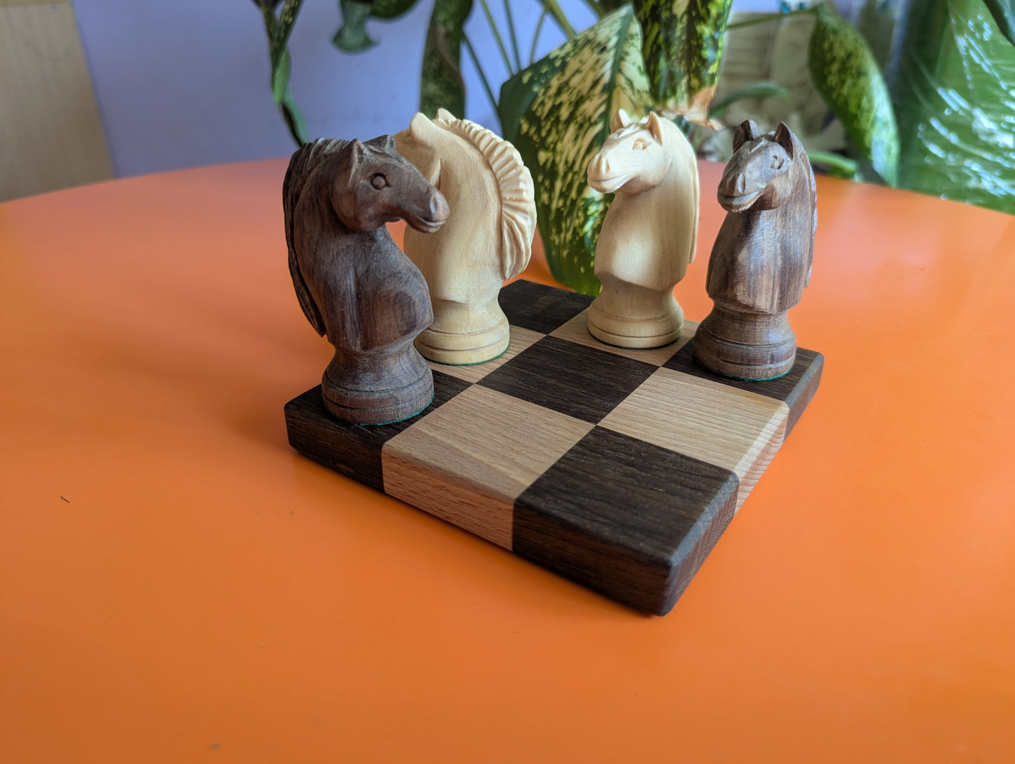 Guarini's chess puzzle. Handmade hardwood pieces.