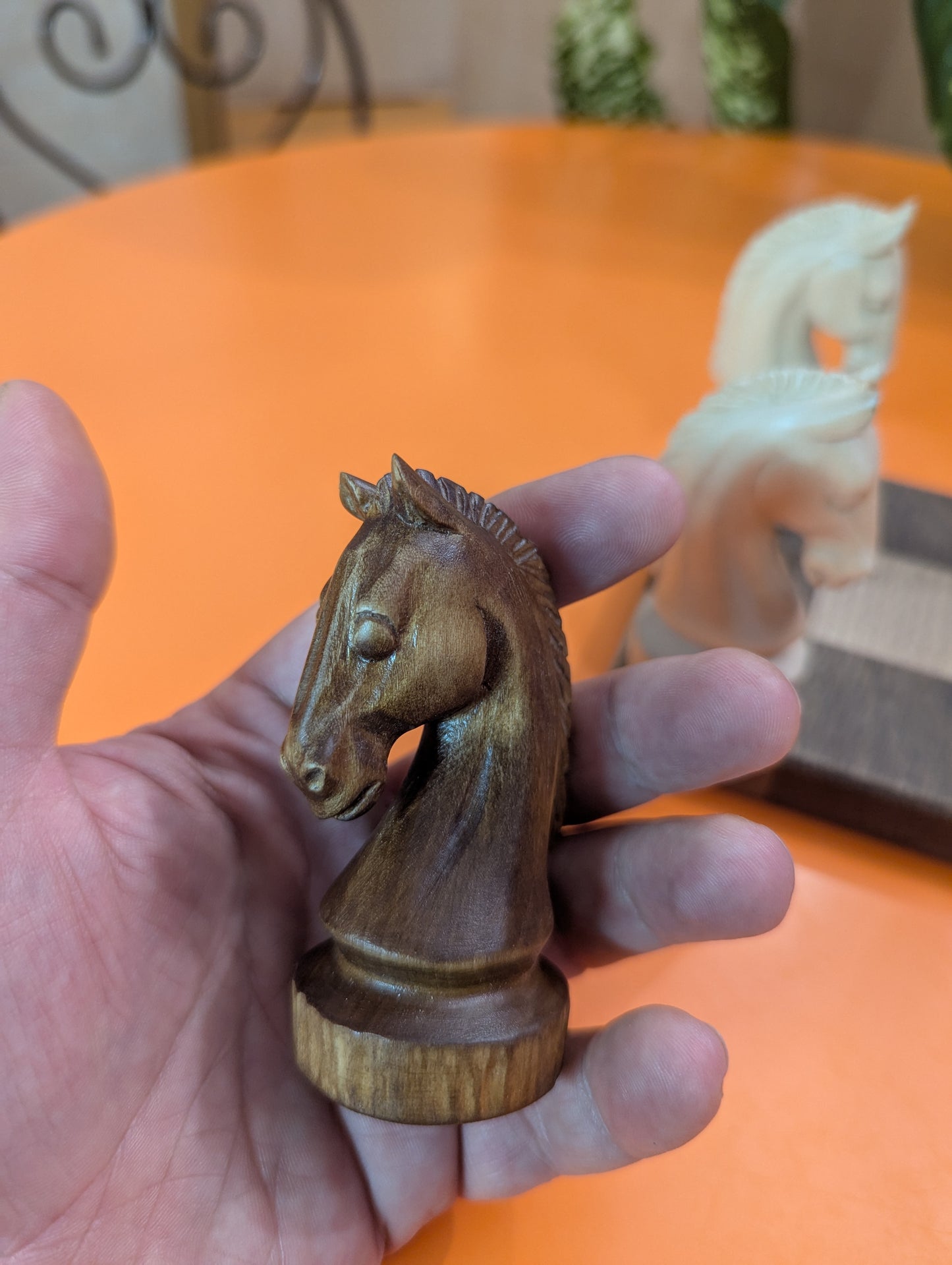 Guarini's chess puzzle. Handmade hardwood pieces.