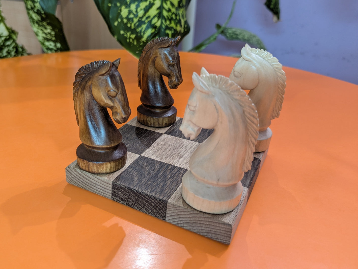 Guarini's chess puzzle. Handmade hardwood pieces.