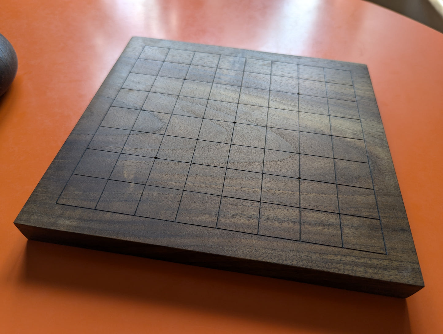 9x9 Goban. Thin Walnut wood. Hand carved legless game Go board