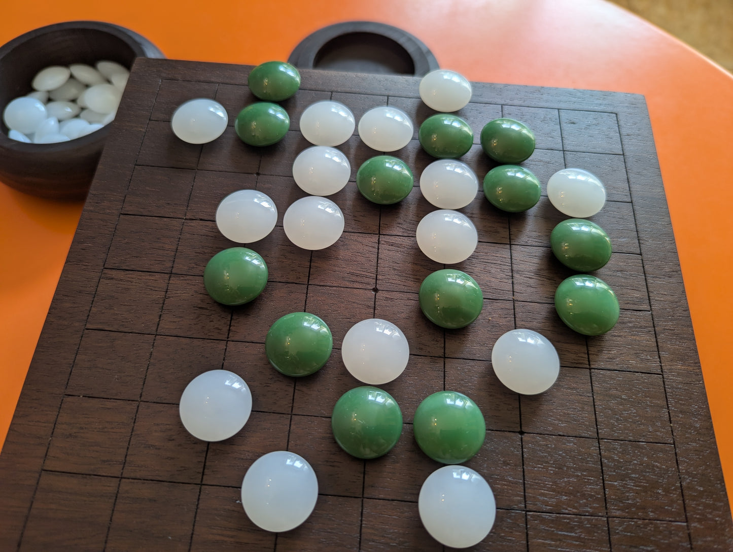 Black walnut 9x9 Goban. 3.4" hand carved game Go board