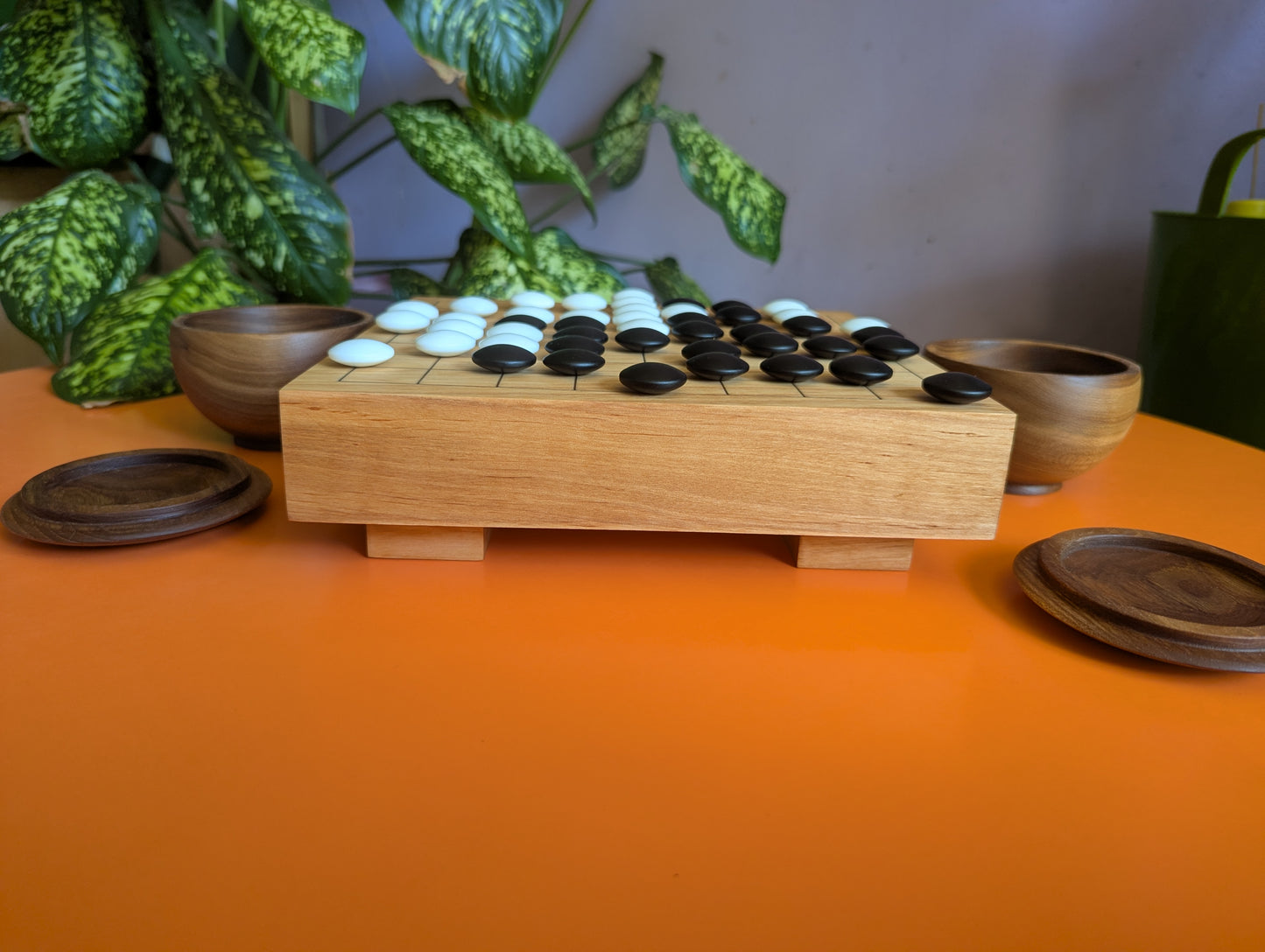 Solid alder 9x9 Goban. Hand carved game Go board