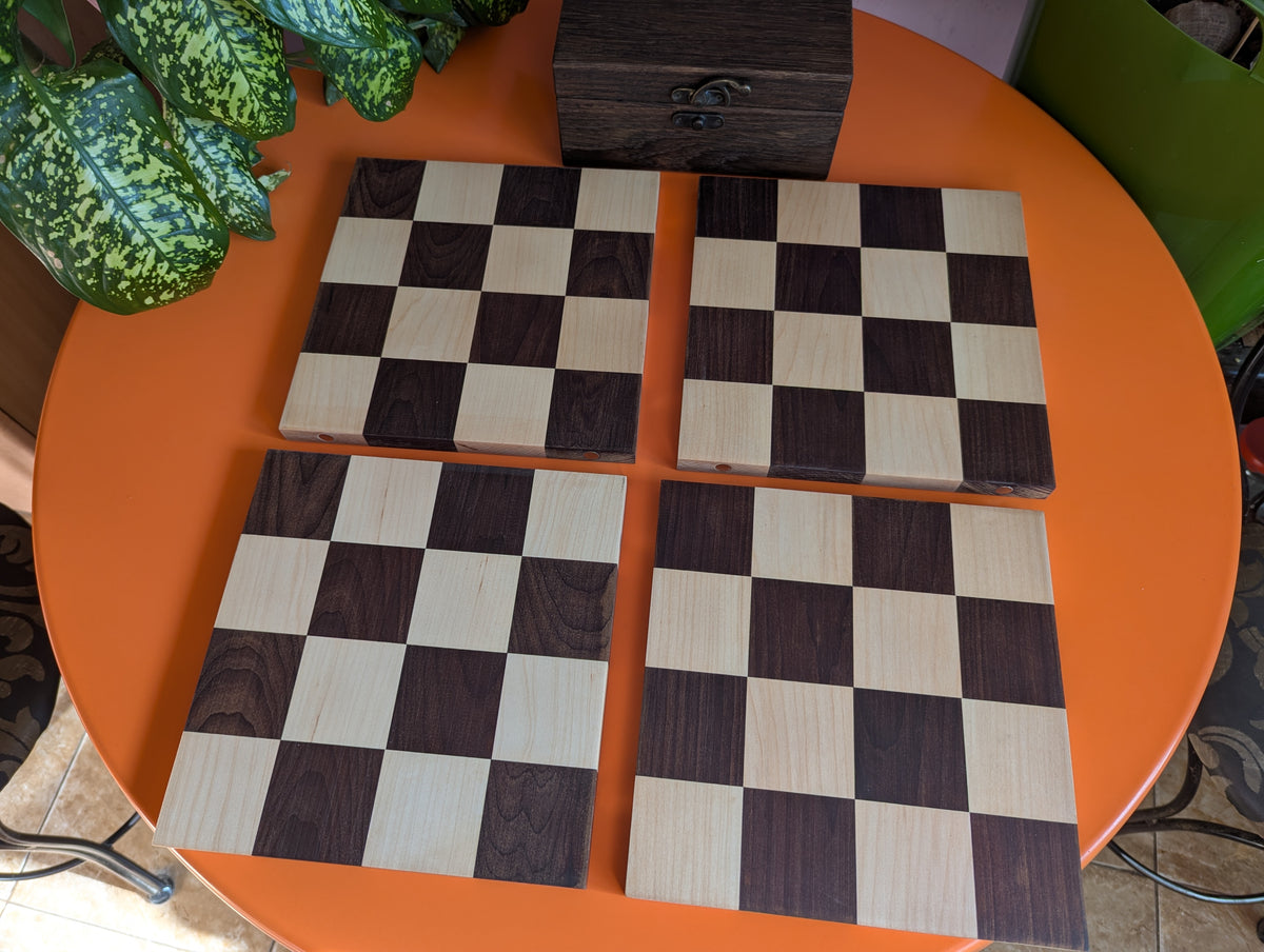 Handmade wood abstract geometric chess set