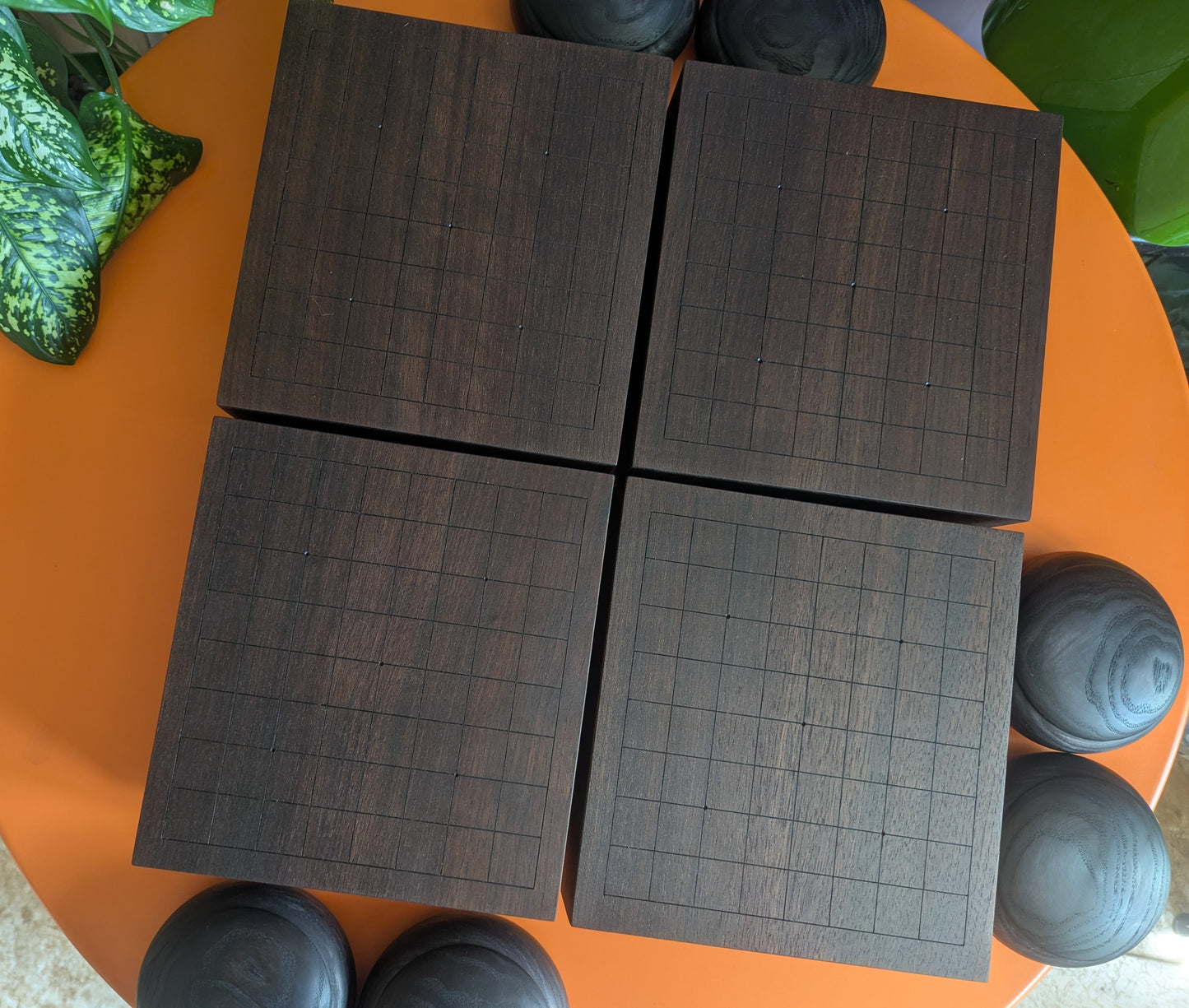 Black walnut 9x9 Goban. 3.4" hand carved game Go board