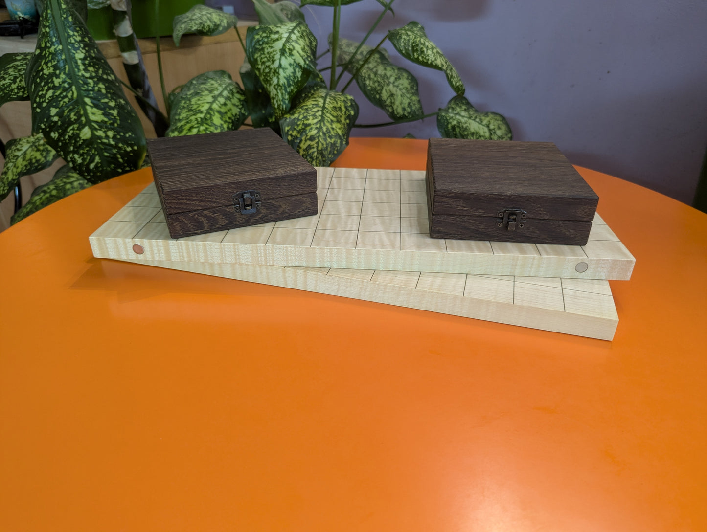 Foldable Chu Shogi game set. Handmade borderless solid Maple Middle Shogi