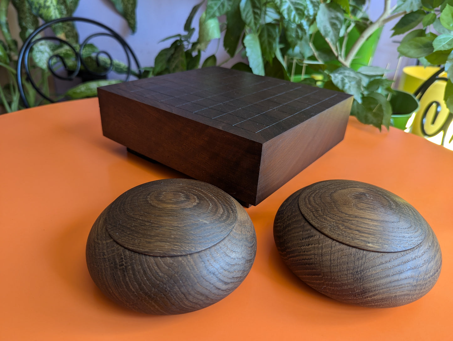 Black walnut 9x9 Goban. Hand carved game Go board