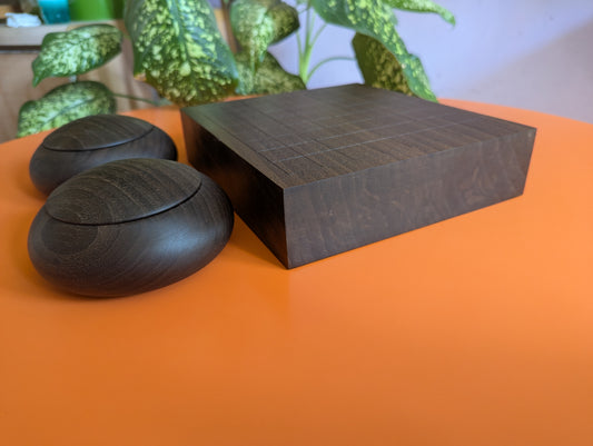 Solid walnut 9x9 Goban. Legless Hand carved game Go board