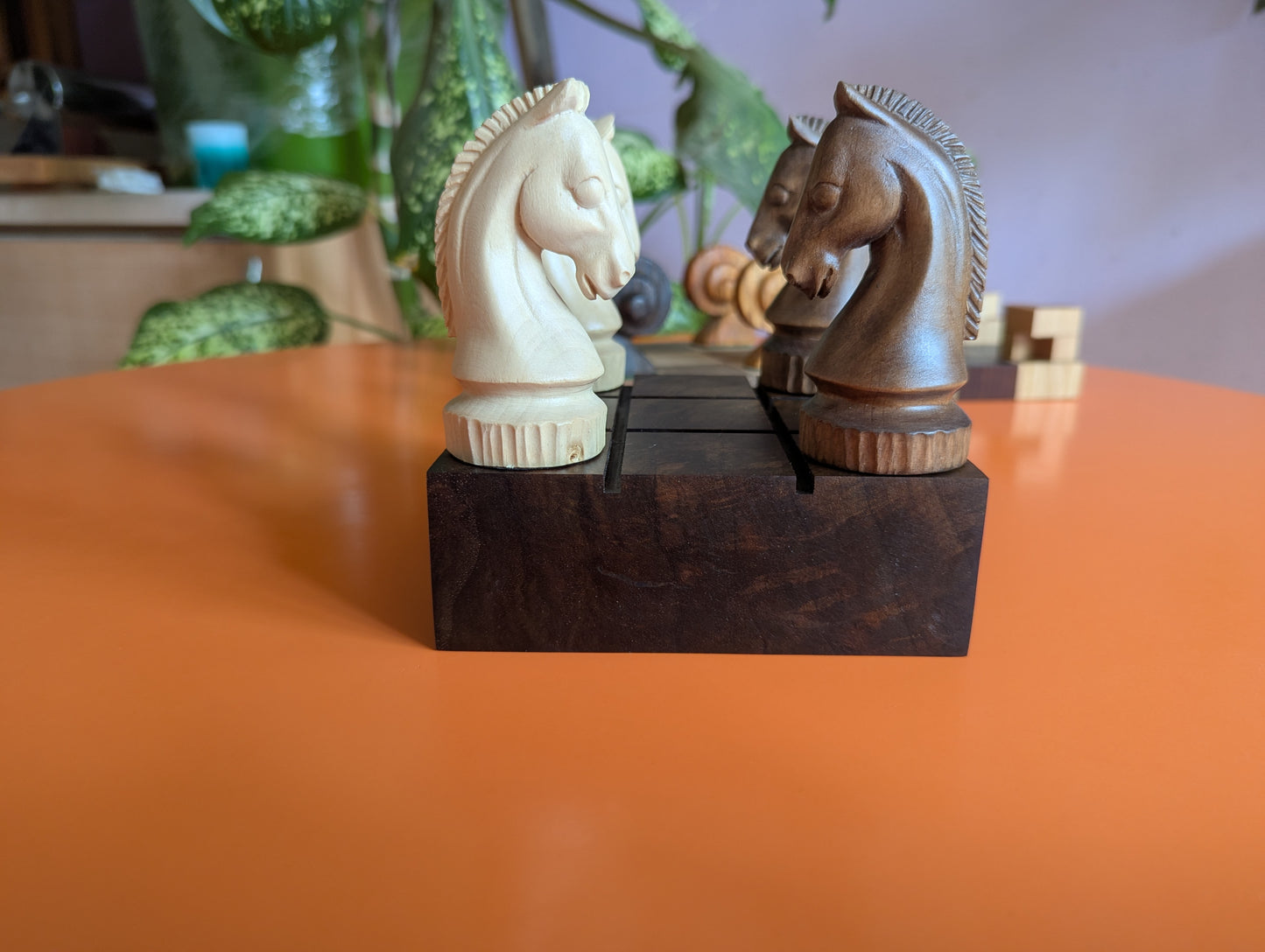 Guarini's chess puzzle. Handmade hardwood pieces.
