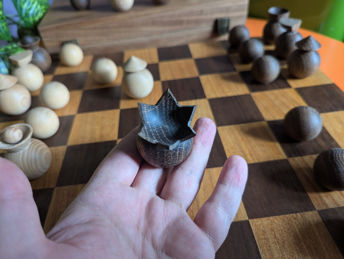 Modern minimalist chess set, 2022, Ukraine. Handmade wooden chess