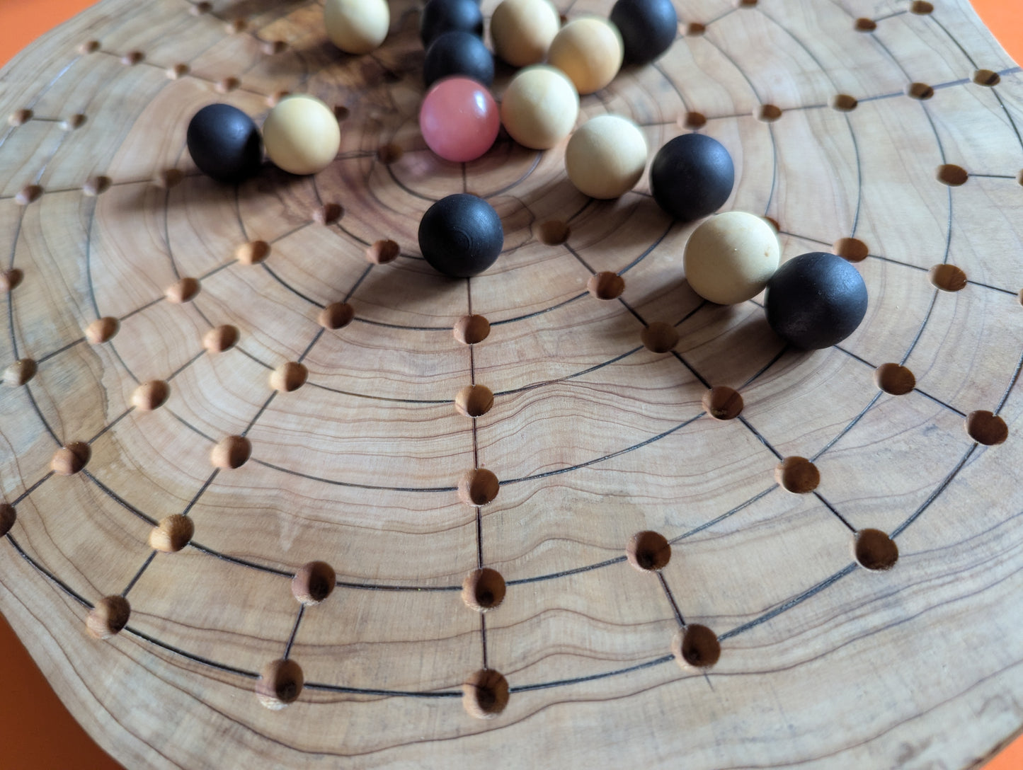 12.5" solid Juniper wood live egde Fidchell board. Handmade