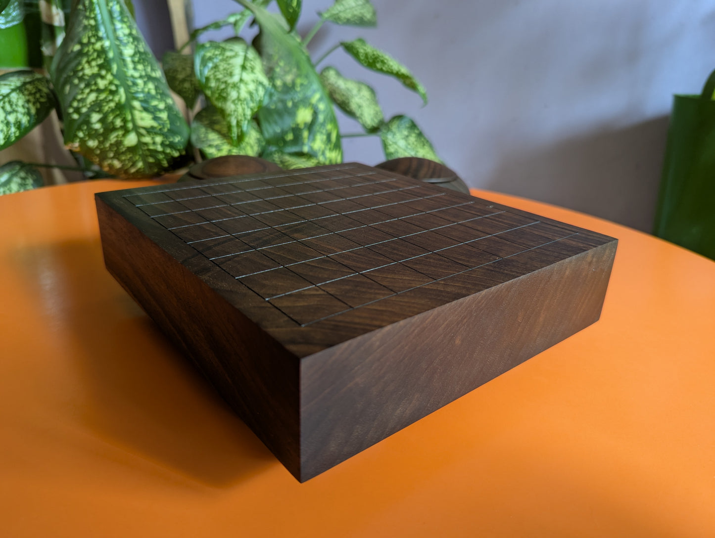 Solid walnut 9x9 Goban. Hand carved game Go board