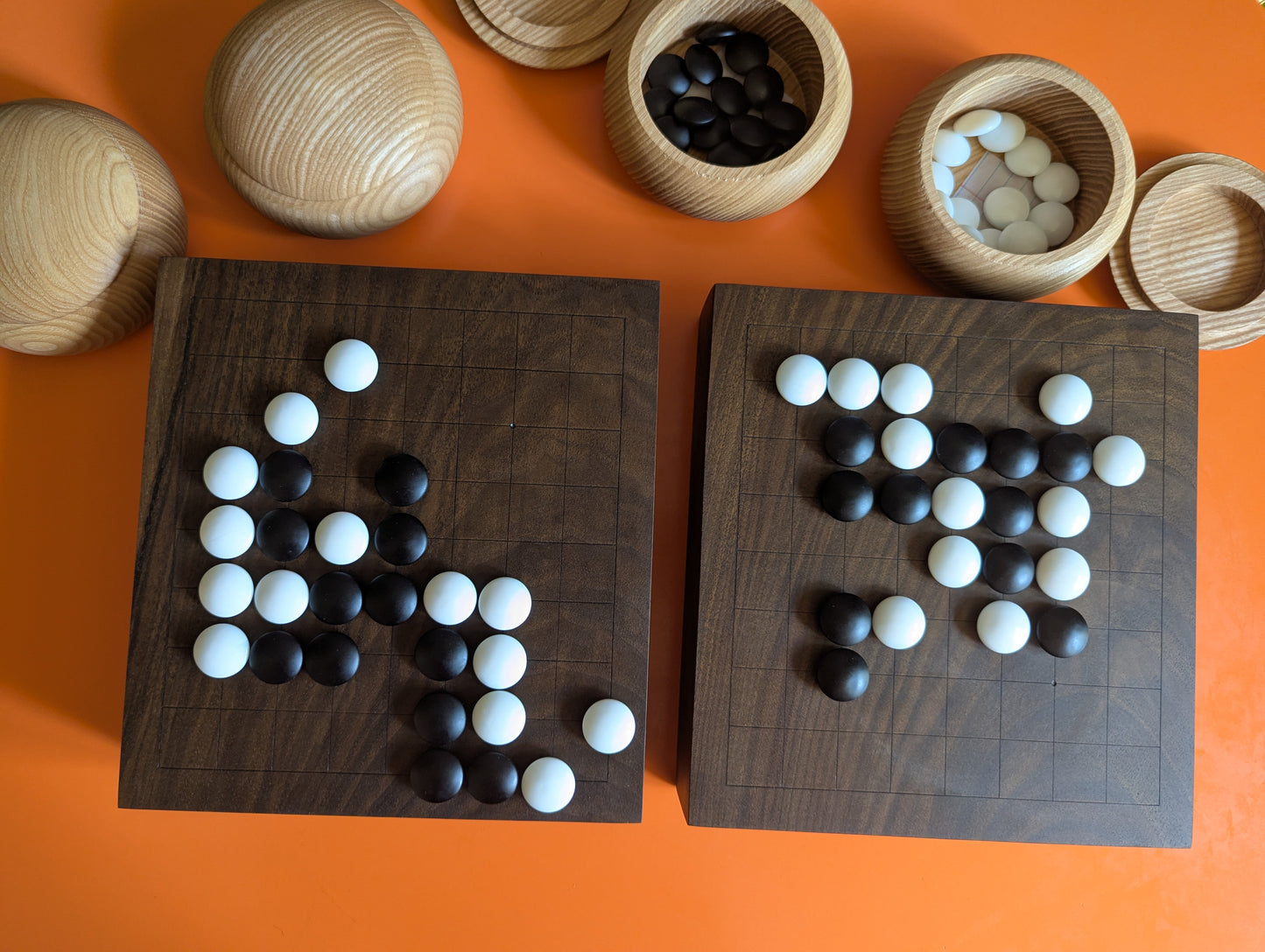 Solid walnut 9x9 Goban. Legless Hand carved game Go board