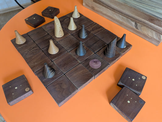 Onitama wooden game set. Hardwood wood tiles. Martial arts game.