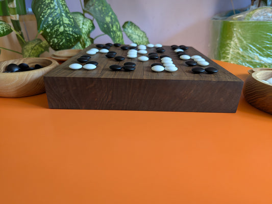 Reversible 13x13 & 9x9 solid walnut game Go set