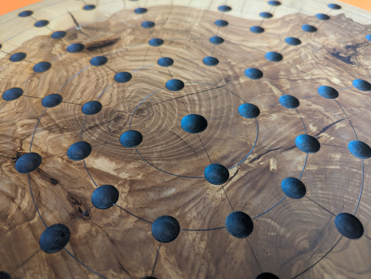 18.9" round solid Ash wood Fidchell board. Handmade