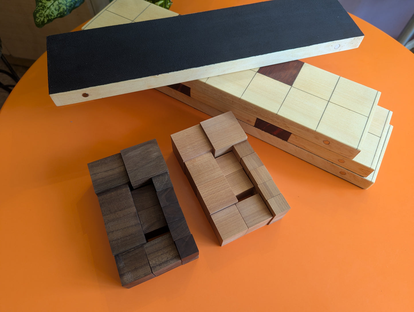 Abstract Cubic Arimaa set. Handmade foldable wooden game set