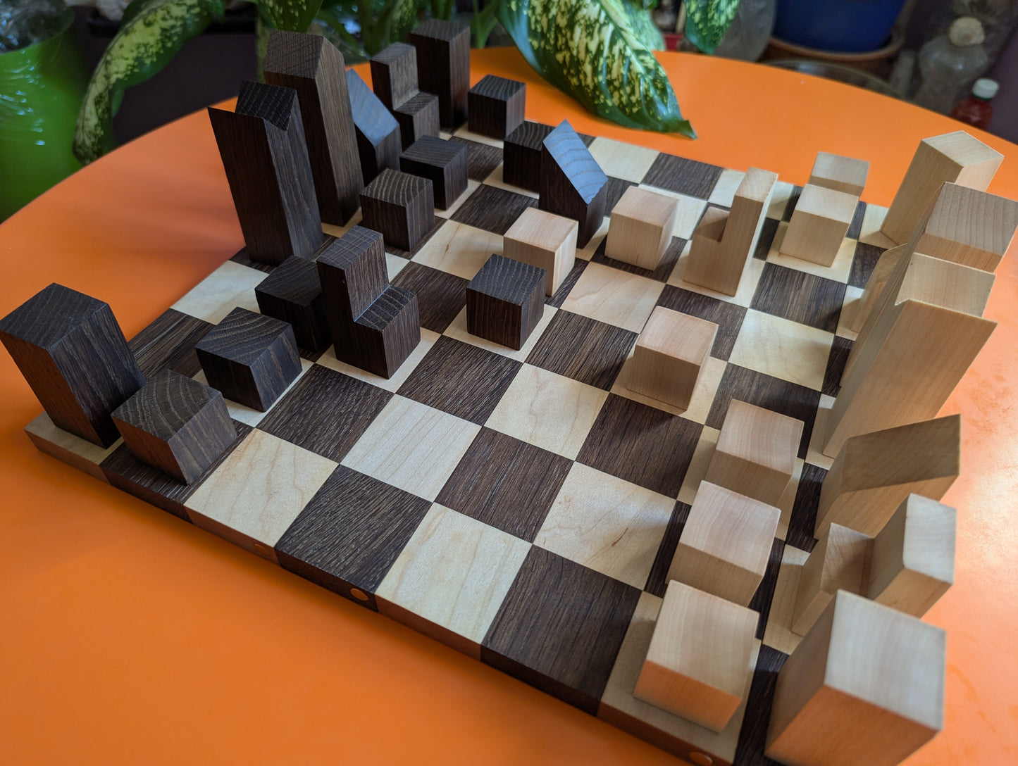 Collector's Minimal Chess Set. Handmade. Lanier Graham Chess set with Board/Box.