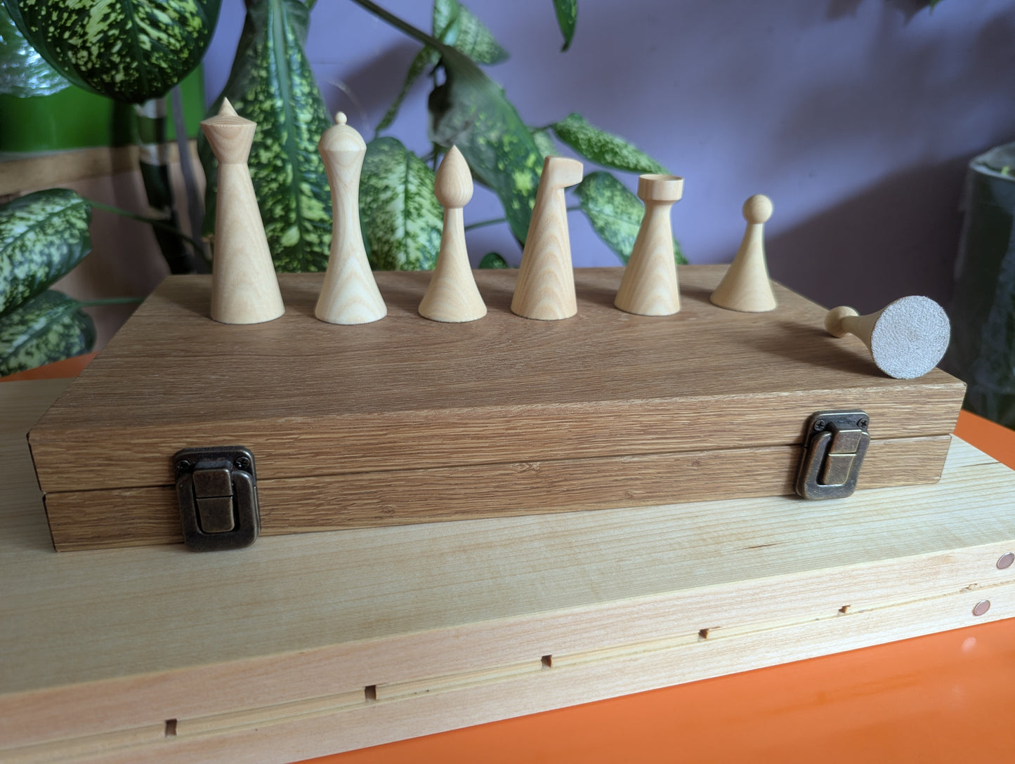 White Chess Set. Wooden chess set with 18.9" chessboard.