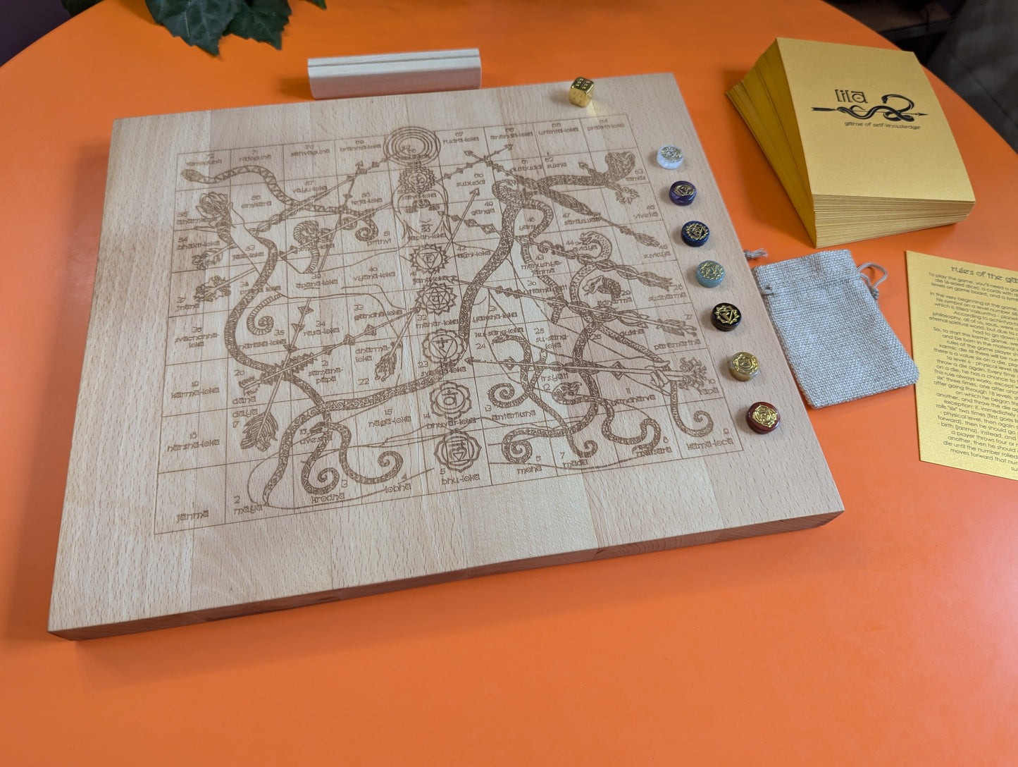 Personal wooden Leela game set - yoga board game of self-knowledge.