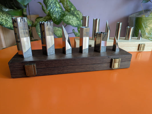Handmade Stainless Steel Chess Set. Square vs. Round.