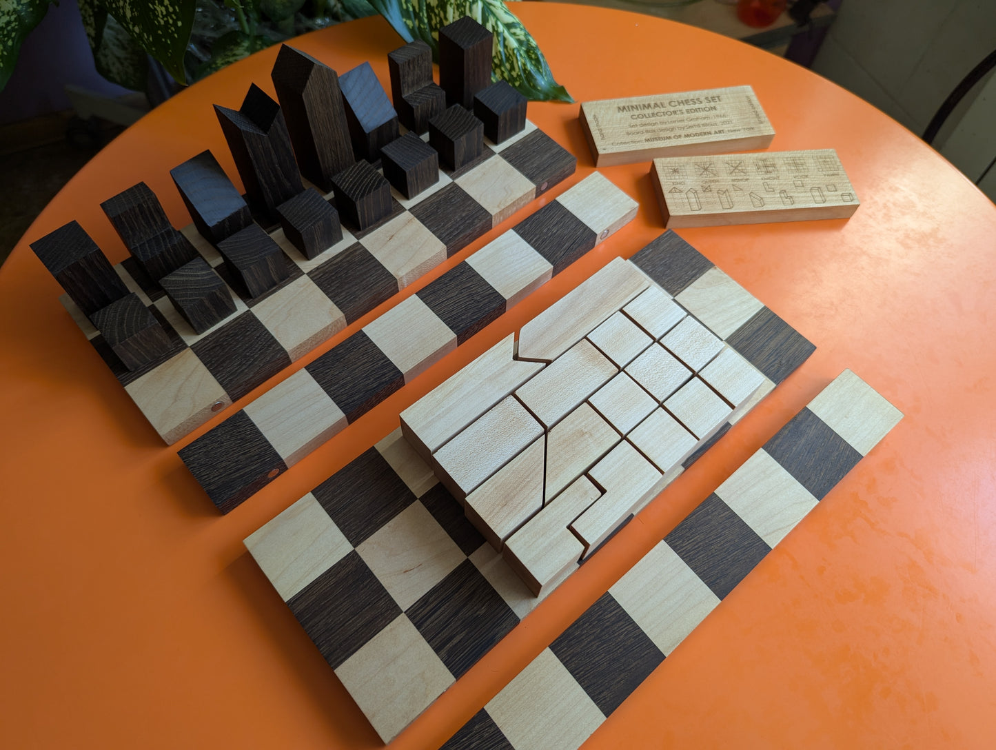 Collector's Minimal Chess Set. Handmade. Lanier Graham Chess set with Board/Box.