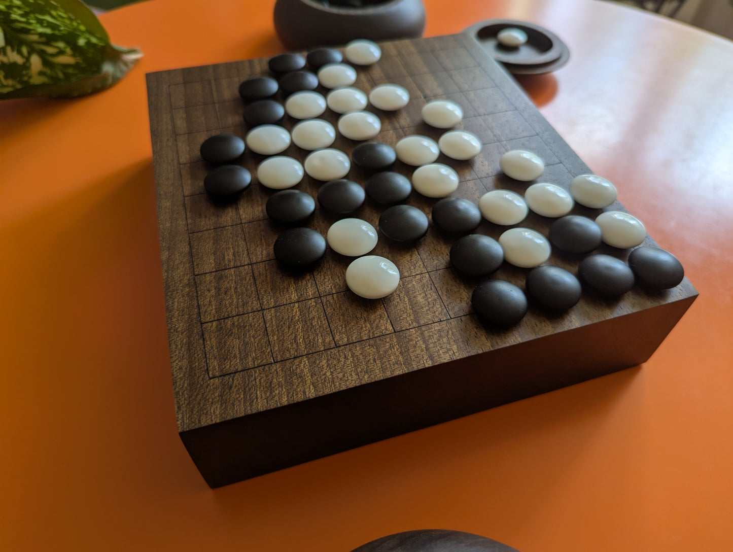 Solid walnut 9x9 Goban. Legless Hand carved game Go board