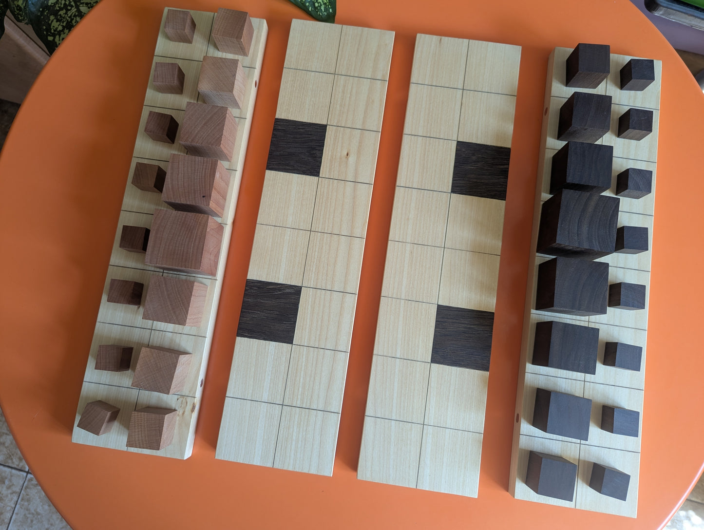 Abstract Cubic Arimaa set. Handmade foldable wooden game set