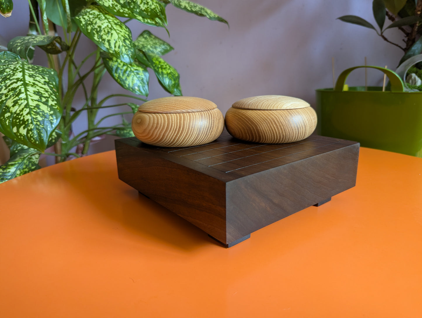 Solid walnut 9x9 Goban. Hand carved game Go board