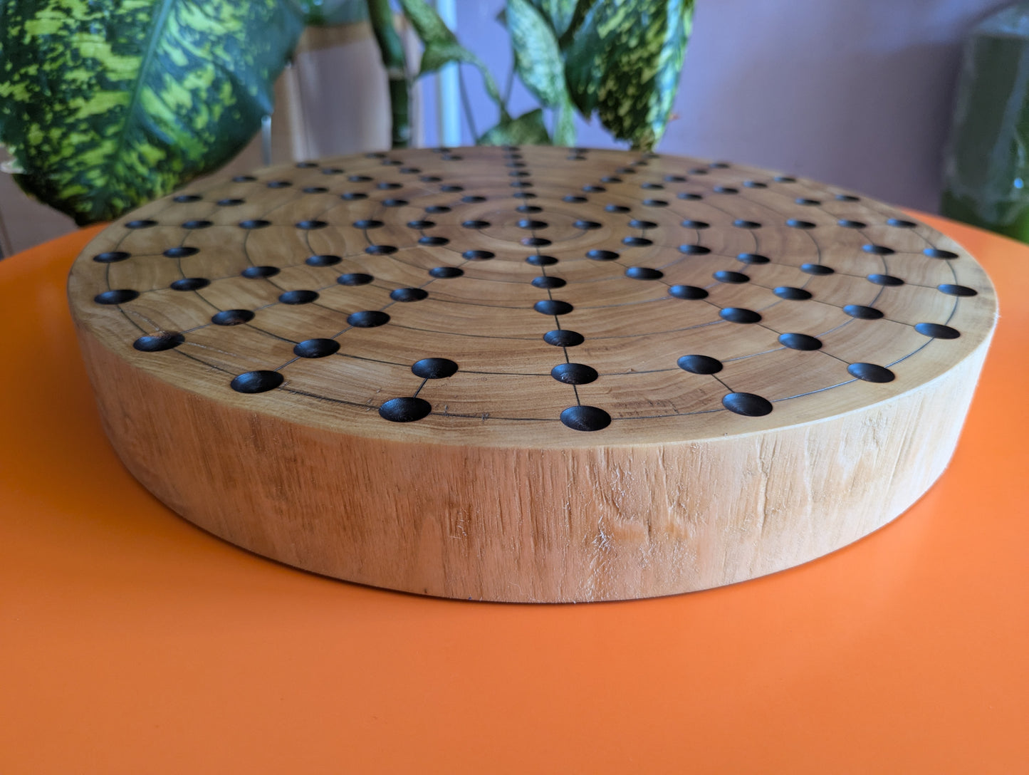 17.25" round solid Poplar wood Fidchell board. Handmade