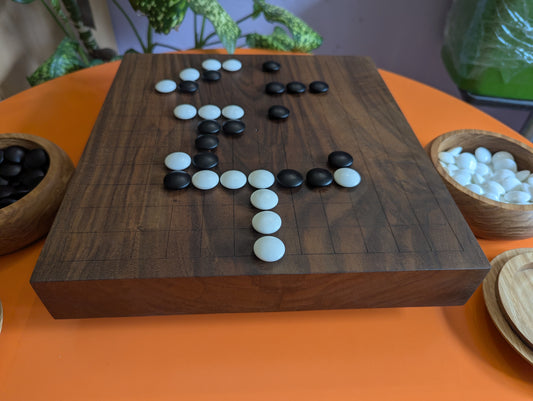 Reversible 13x13 & 9x9 solid walnut game Go set
