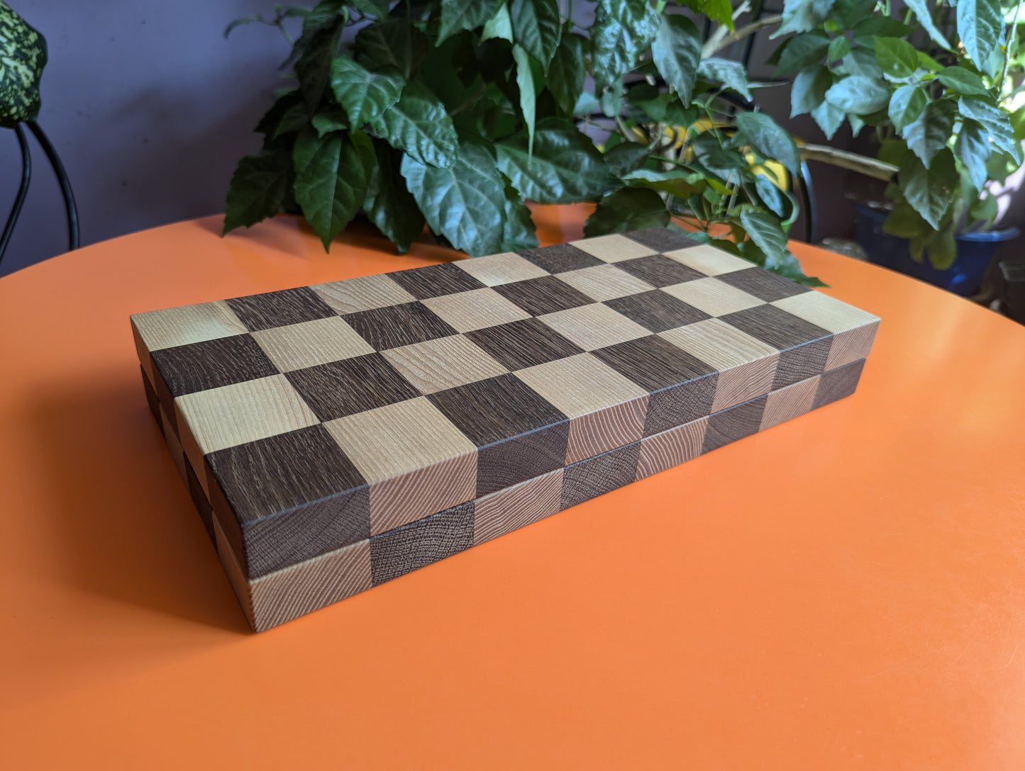 Foldable Stainless Steel Chess Set with Wooden Chessboard/box. Handmade.