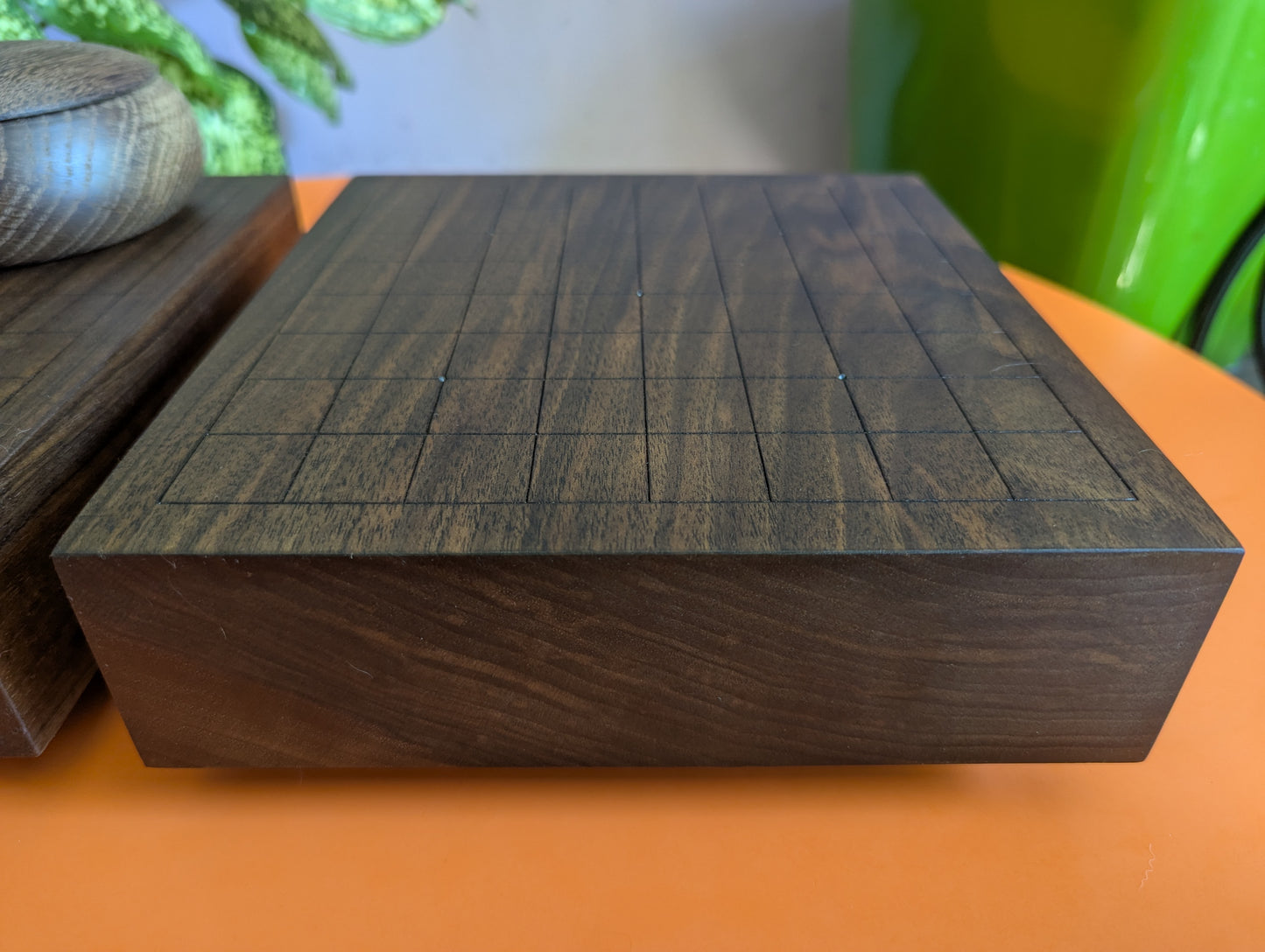 Solid walnut 9x9 Goban. Hand carved game Go board
