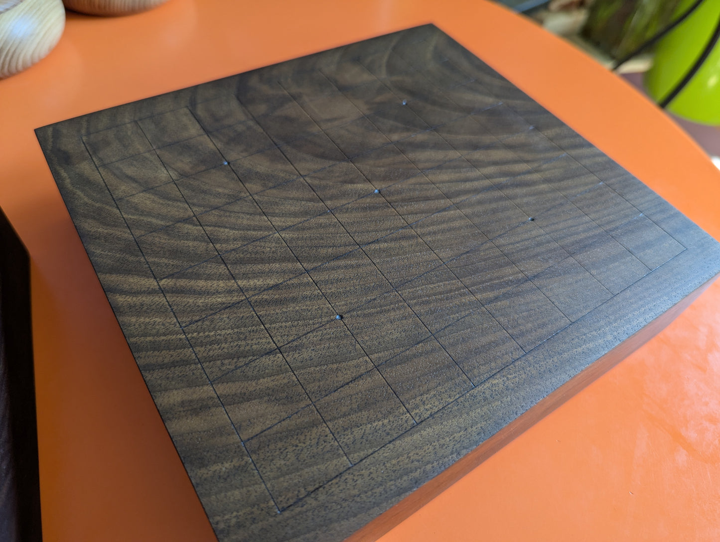 Solid walnut 9x9 Goban. Legless Hand carved game Go board