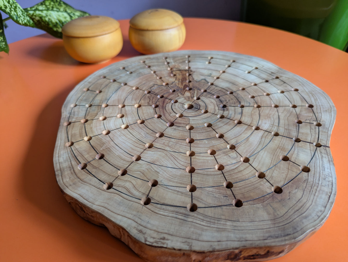 12.5" solid Juniper wood live egde Fidchell board. Handmade