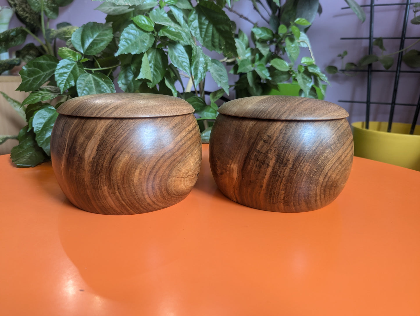 Wooden Go Bowls for large size Stones. Solid walnut wood game Go bowls