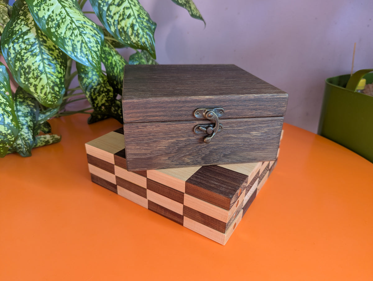 Handmade wood abstract geometric chess set