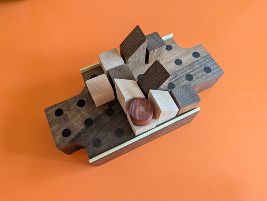 Thick solid walnut Push Fight game set. Magnetic pieces. Handmade