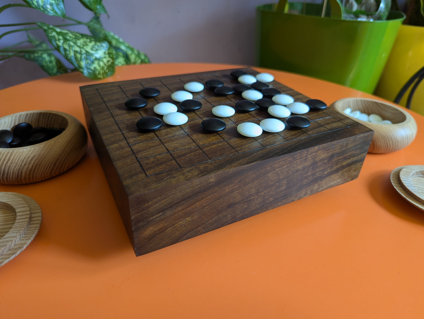 Solid walnut 9x9 Goban. Hand carved game Go board
