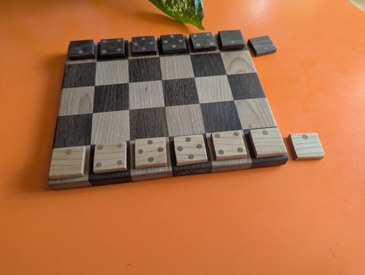 Rushi wooden game set. Abstract strategy game. Hardwood tiles